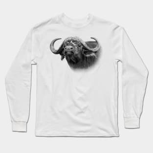 African Buffalo Bull Close-up Wildlife Long Sleeve T-Shirt